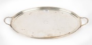 An English sterling silver oval two handled serving tray, 20th century, 2.3kgs +