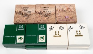 1984 $1 Proofs (4); 1988 $10 Proofs (4); and 1989 $10 Queensland Proofs (6); all in original RAM packaging. (Total: 14).
