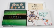 1982 (Iin foams), 2013 (with gold-plated 20c) and 2019 Possum Magic Proof Baby Coin set. (Total: 3 sets).