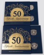 2019 50th Anniversary of Dodecagon 50c coins: 2 complete sets of 5 in the RAM folders of issue. Only 12,970 issued sets sold. Cat.$450.