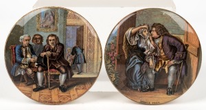 PRATT WARE two antique English pot lids titled "Dr. Johnson", and "Uncle Toby", 19th century, 10.5cm diameter