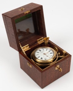 Antique English pocket watch in later gimbled timber case, enamel dial marked "Ganthony, Cheapside, London, 3402", 19th century and later, the case 10cm high, 9cm wide, 9cm deep