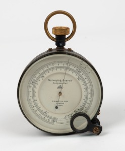 An antique compensated surveying aneroid pocket barometer/altimeter by E. R. Watts & Son, London, No. 2368, 12cm high