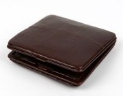 CYMA attractive vintage Swiss travel clock in original brown folding wallet, early 20th century, the wallet 11cm high - 2