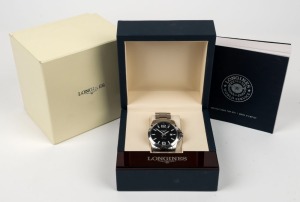 LONGINES "CONQUEST" quartz stainless steel wristwatch, near mint condition in original box with papers