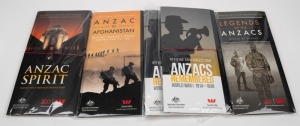 2015 ANZACS REMEMBERED: 20c uncirculated coin collection of 14 in RAM folders, (2 complete sets). Plues, 2016 "Anzac to Afghanistan Military Moments", 2017 "Legends of the Anzacs - Medals of Honour" and 2018 "Anzac Spirit", all complete sets in origial folders.