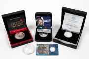 Various silver proofs and limited edition coins including 2011 $1 (1oz) Year of the Rabbit, 2012 10c (1/10oz) Koala, 2017 $1 (1oz) ANZAC - Many Never Returned, 2018 2c High Relief Fine Silver Berlin Fair coin, and 2014 Niue $1 Peter Lalor (25g) silver. (T