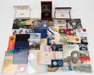 An attractive accumulation of PNCs, carded, packaged and boxed products from Australia Post, the Royal Australian Mint, the Perth Mint and other manufacturers.