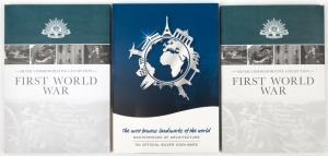 Macquarie Mint Silver Collections: 2014 Masterpieces of Architecture (1 set); 2018 History of Australians in WW1 (2 sets), all in original folders with documentation.