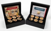 BRADFORD EXCHANGE BOXED SETS: 2014 "The WWI Iconic Poster" gold-plated Ingot Coin collection of 18; and 2018 "The First World War Centenary" Gold Crown" Collection of 18.