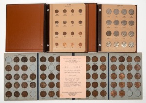 Penny and One Cent - Fifty Cent collections in 3 small albums. Mixed condition.