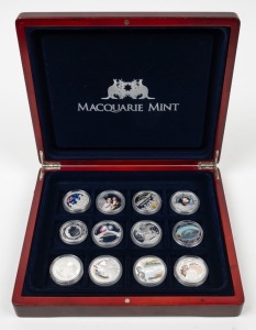 Coloured 1oz special event silver proofs, including 2004 Cook Islands $1 Sinking the Emden; 2005 Australia $1 ANZAC 90th Anniversary; 2005 Australia $1 Australian Open; 2006 Tuvalu $1 James Cook; 2007 $1 Australia Diamond Wedding; 2007 Australia $1 Sydney Harbour Bridge; 2007 Australia $1 Phar Lap; 2007 Cook Islands $1 Sydney Harbour Bridge; 2008 Australia $1 First Fleet; 2008 Australia $1 Australian Rules Football; 2009 Australia $5 International Polar Year; also, 2009 Australia ½oz