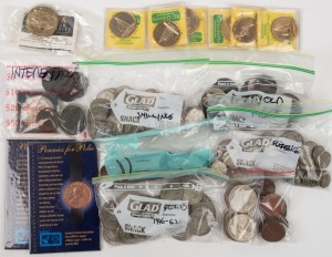 A mainly Australian pre-decimal accumulation in a small box; values to 2/-, noted several 1966 50c, several tokens and some Great Britain. 2.5kg.