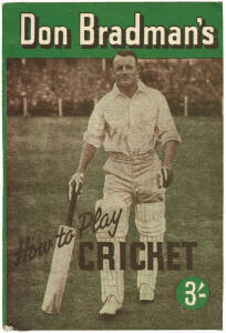 CRICKET BOOKS & TOUR GUIDES, noted "Don Bradman's How to Play Cricket" [Melbourne, 1948]; tour guides (6) with "Sporting Globe Cricket Book 1950-51"; ABC Cricket Books (19); 1950-51 badges (3); 1961 itinerary; cricket magazines (7).