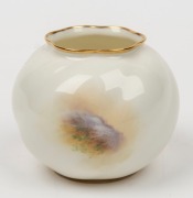 ROYAL WORCESTER English porcelain vase, decorated with hand-painted highland sheep in landscape, signed "J. Allen", black factory mark to base, 6.5cm high, 8cm wide - 2