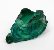 A Bohemian malachite glass fish decorated bowl, 22cm wide - 3