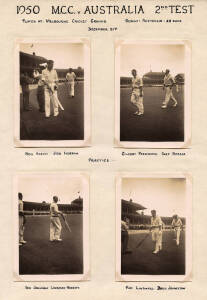 CRICKET PHOTOGRAPHS: Snapshots (86) on well-annotated pages, appear to have been taken by an Australian cricketer, noted scenes from 1950 Australia v England, 1951 Australia v West indies, 1952 Victoria v West Indies, 1952 NSW v South Africa, 1953 Austral