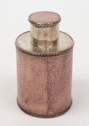 An antique tea caddy, Sheffield plate with pink shagreen finish, 19th century, ​​​​​​​9.5cm high 7.5cm wide - 2