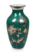 HUTSCHENREUTHER German green porcelain&nbsp;vase with silver overlay. limited edition of 1000 made for Hardy Brothers, factory mark to base, 28cm high