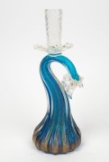 A Murano&nbsp;blue glass candlestick with grape motif and gold inclusions, mid 20th century, ​​​​​​​30cm high - 2