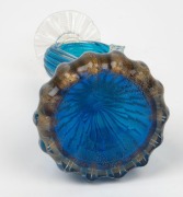 A Murano&nbsp;blue glass candlestick with grape motif and gold inclusions, mid 20th century, ​​​​​​​30cm high - 3