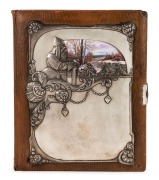 An antique Russian silver photo album with hand-painted panel, 19th/20th century, ​​​​​​​41cm high overall