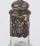 An antique Dutch silver mounted engraved scent bottle, 19th century, 15cm high - 4