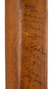 A MATCH-USED BAT SIGNED BY BRADMAN AND HIS NSW STATE XI TEAM AT BATHURST - 15th OCTOBER 1931 A full-size Federal Bat Company "The Federal" bat, dated on the back of the blade "BATHURST&nbsp;15.10.31" and signed by the whole visiting team: Don Bradman (Captain) - 4