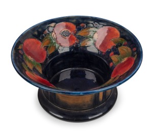 MOORCROFT "Pomegranate"&nbsp;bowl on blue ground, impressed signature mark "Moorcroft, Made In England", 11.5cm high, 24.5cm diameter