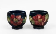 MOORCROFT&nbsp;"Anemone" pair of vases on blue grounds, both impressed "Moorcroft, Made In England" 7cm high