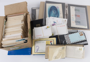 ISRAEL: SPECIAL EVENT 1950s-70s covers, predominantly official covers with special datestamps, some illustrated; European Basketball Cup 1976-77 "Champion Teams" covers (10), few large formal FDCs incl. 1960 TAVIV M/S and 1963 Hebrew Press sheetlet; 1952-80s range of aerogrammes and postal cards with FDI cancels; condition variable. (100s). A very useful accumulation.