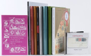 AUSTRALIA: Philatelic Literature & Accessories: LITERATURE: mostly European auction catalogues with 2020 hardbound Corinphila "Besancon Collection" Part 1 (British West Indies) & Part 2 (Great Britain) and "British Post Office Abroad: The Dubois Collectio