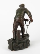 A pair of antique French fisherman statues, cold-painted spelter, late 19th century, 21cm high - 3