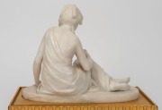 An antique carved marble statue of a reclining lady, mounted on carved gilt wood stand, 19th century,the statue 21cm high, 26cm wide, - 2