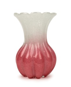 BAROVIER & TOSO&nbsp;Murano glass vase with bubble inclusions in pink and clear glass, 24.5cm high