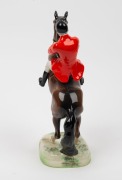 BESWICK English porcelain statue of a huntsman on rearing horse, black factory mark to base, 24cm high - 3