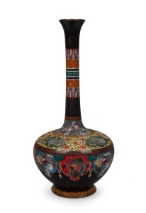 A Japanese cloisonne vase of bulbous form adorned with phoenix and dragon decoration, Meiji Period, 19th/20th century, ​​​​​​​34cm high