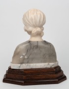 An Italian antique carved marble bust of a young woman, resting on a stepped oak plinth, late 19th century, ​​​​​​​32cm high overall - 2