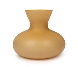 VENINI impressive triple cased yellow satin glass vase, 20th century, engraved "Venini, '98", 26cm high, 30cm wide
