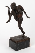 A Continental Art Deco statue of a dancing lady, mounted on a green marble base, circa 1930, signed "Annefridl Meyen", ​​​​​​​30cm high - 2