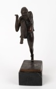 A Continental Art Deco statue of a dancing lady, mounted on a green marble base, circa 1930, signed "Annefridl Meyen", ​​​​​​​30cm high - 3
