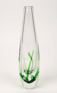 KOSTA Swedish art glass underwater scene vase with seaweed inclusions, engraved "Kosta, 441783", 25cm high