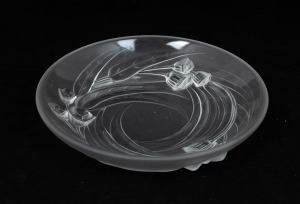 ETLING&nbsp;French frosted Art Deco glass bowl with gumnuts and gum leaves, circa 1930s, stamped "Etling, France, 122", 23cm diameter