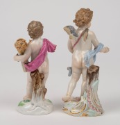 MEISSEN two antique German porcelain cherub statues, 19th century, blue factory mark to bases, 13.5cm and 15.5cm high - 2