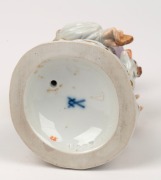 MEISSEN antique German porcelain statue of a boy with a dog, 19th century, blue crossed swords mark to base, 12.5cm high - 3