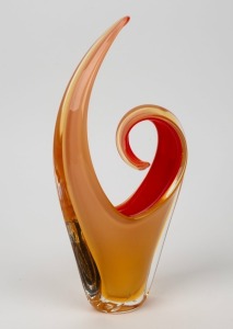 A Murano&nbsp;glass vase with curling top, circa 1960s, ​​​​​​​30.5cm high