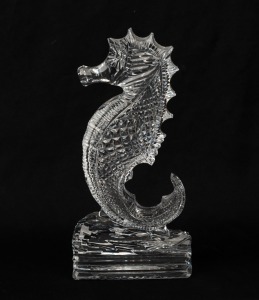 WATERFORD crystal point of sale advertising sea horse statue, 20th century, 17.5cm high