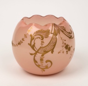An antique French glass vase with gilt decoration, 19th century, bearing original paper label "A. LA. PAIX", 14cm high