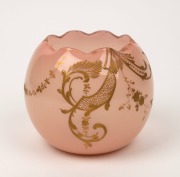 An antique French glass vase with gilt decoration, 19th century, bearing original paper label "A. LA. PAIX", 14cm high