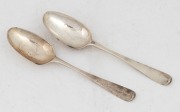 A pair of Britannia standard antique English tablespoons, 17th/18th century, ​​​​​​​20.5cm long, 124 grams total